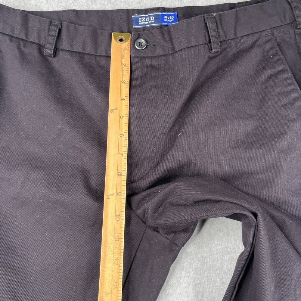 IZOD American Chino Pants Mens Size 36x30 Black casual Straight Classic - Picture 5 of 12